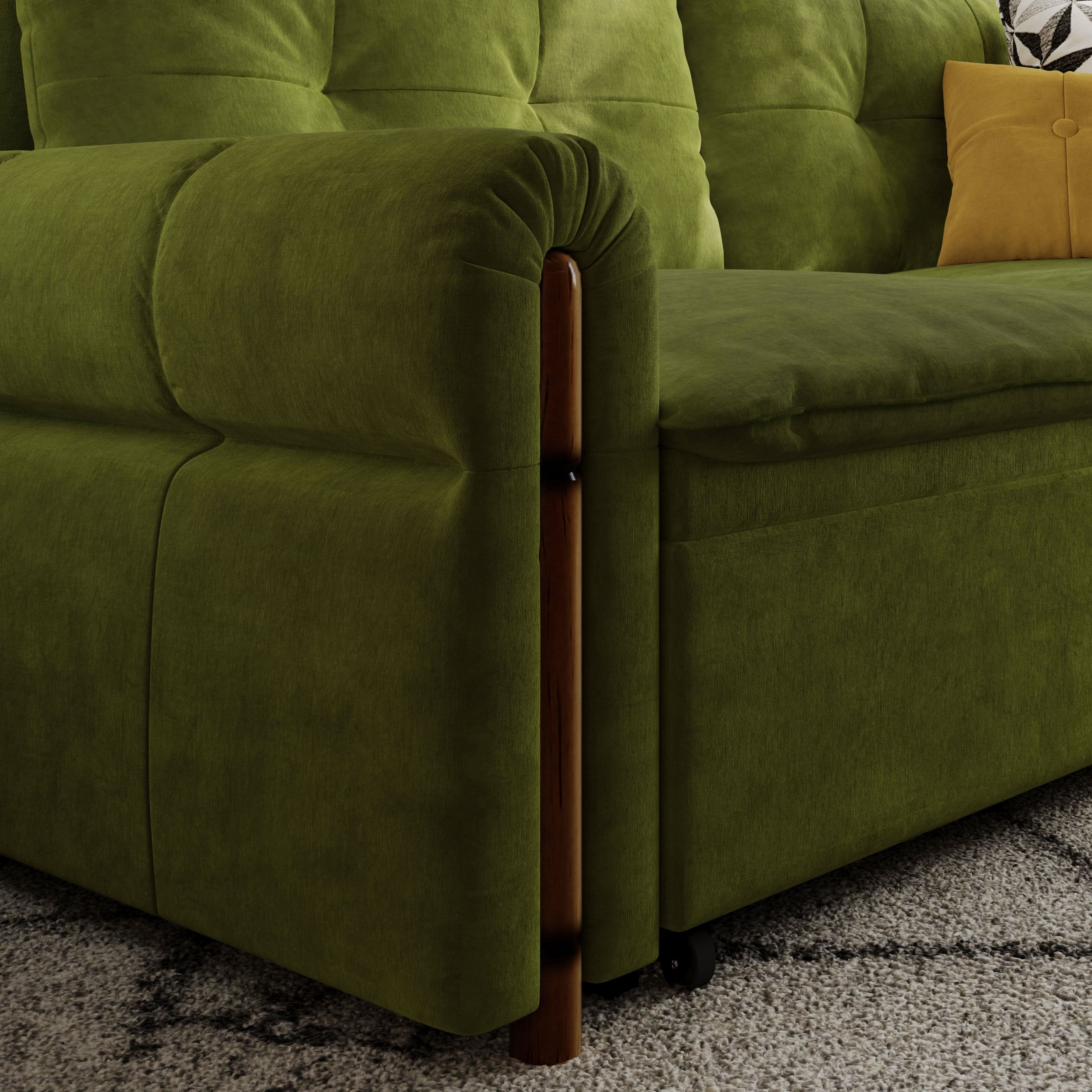 Cottonfy Vintage Pet Friendly Bamboo Design Sofa Bed with Storage