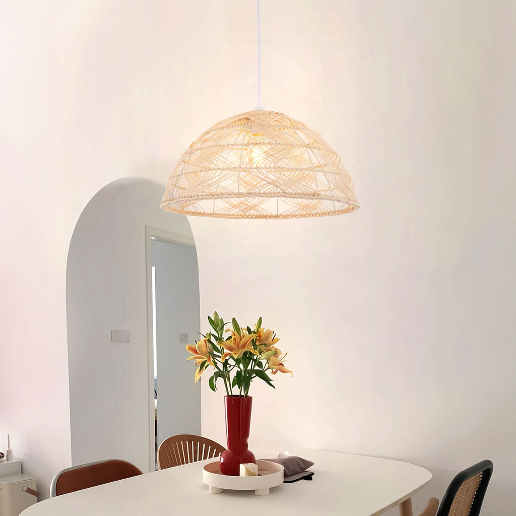 Lightsin Handwoven Rattan Dome Pendant Light for a Warm & Cozy Glow