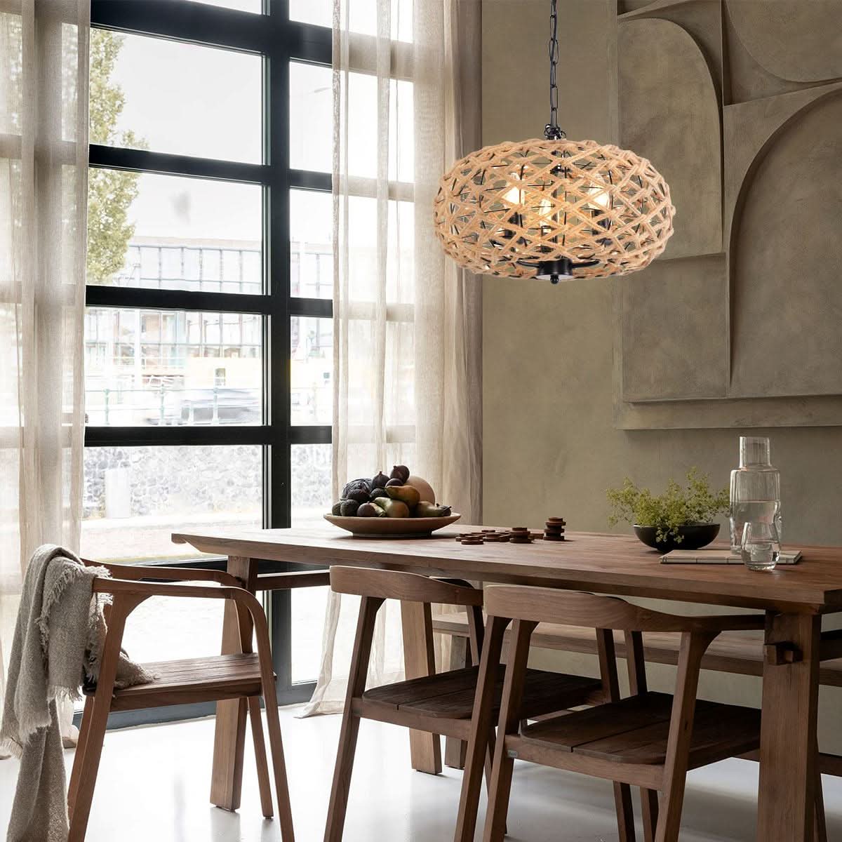 Glyph-Lightsin Rustic Hemp Rope Globe Pendant Light for Farmhouse and Industrial Style