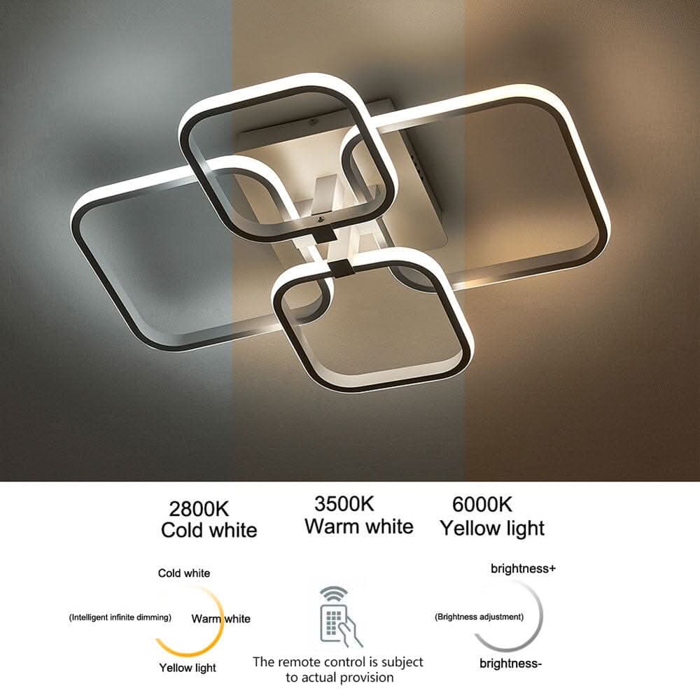 4/6/8 Lights Square LED Ceiling Light with Remote Control