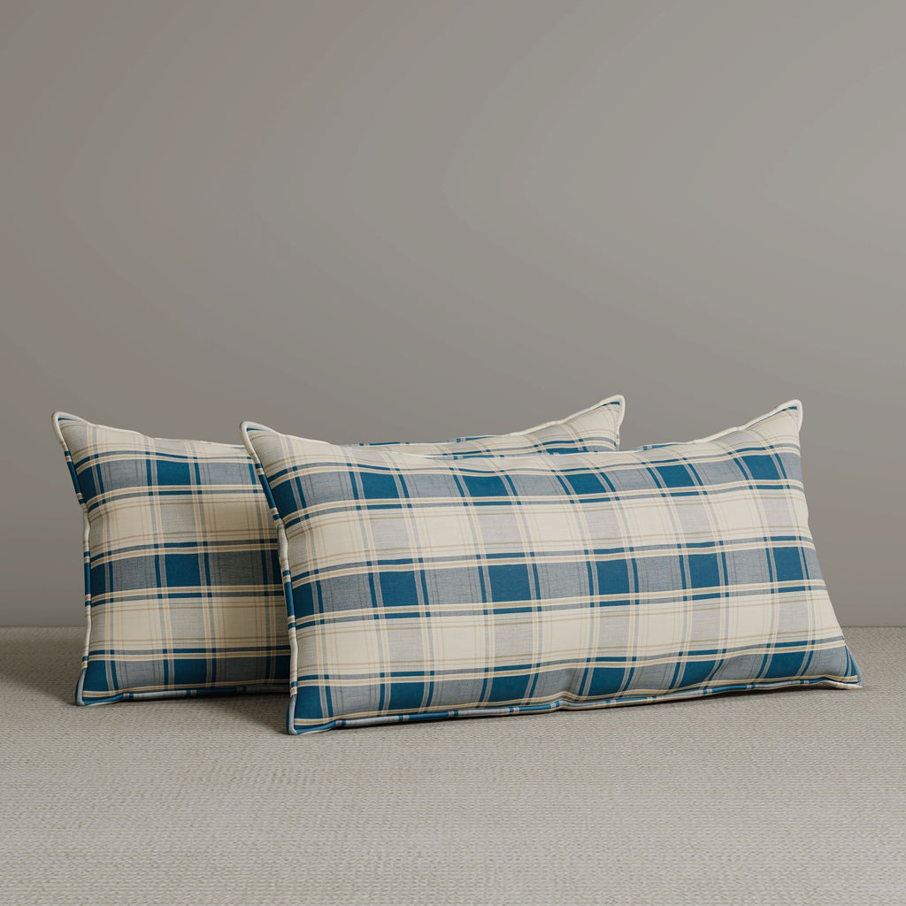 ‍Exclusive Waist Cushion in Dark Blue Checkered Cotton Linen, 56*27*12 CM (100% off)