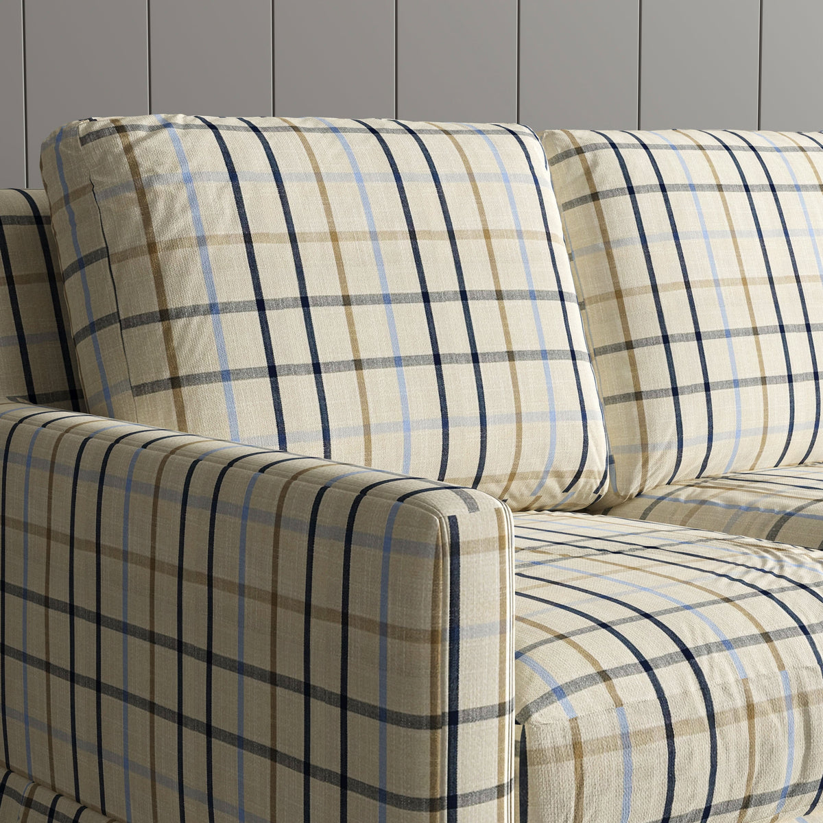 Cottonfy Country Check Sofa with Removable Skirted Covers