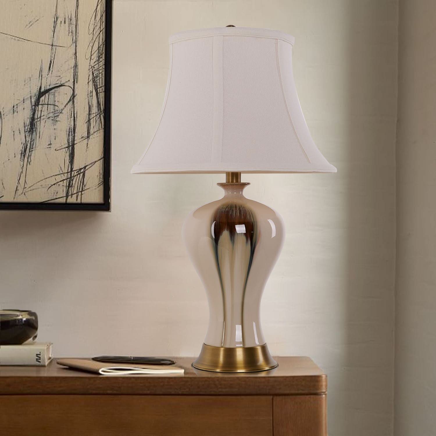 Lightsin Hand-Glazed ‘Earth & Gold’ Ceramic Table Lamp - A Unique Artisan Masterpiece