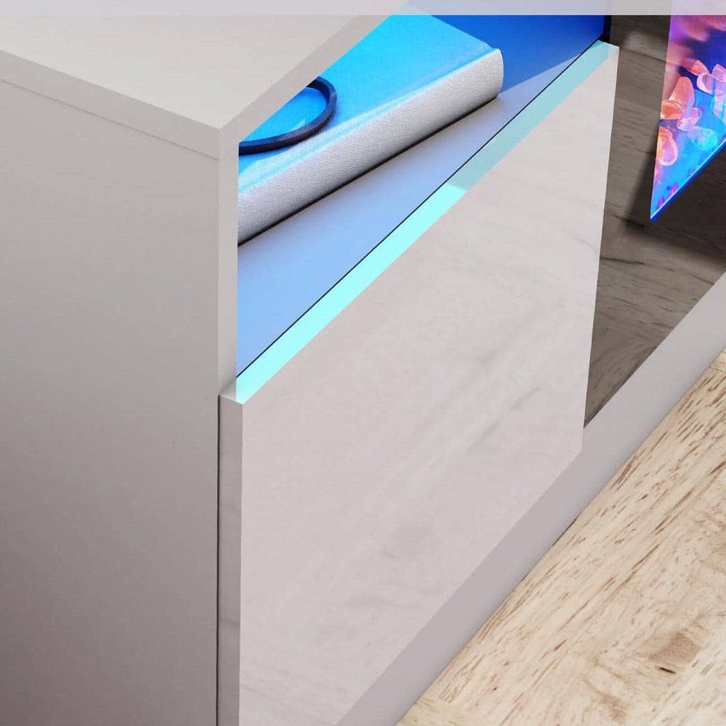 36 Inch Recessed Electric Fireplace TV Stand with Closed Storage
