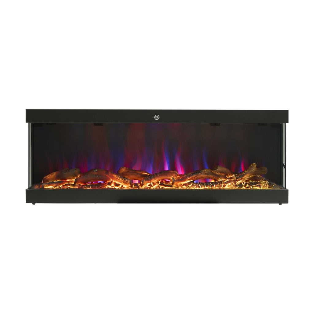 42/48/56/72inch 3-Sided Black/White Electric Fireplace with Remote Control, WiFi Function, Adjustable LED Flames and Heating Modes