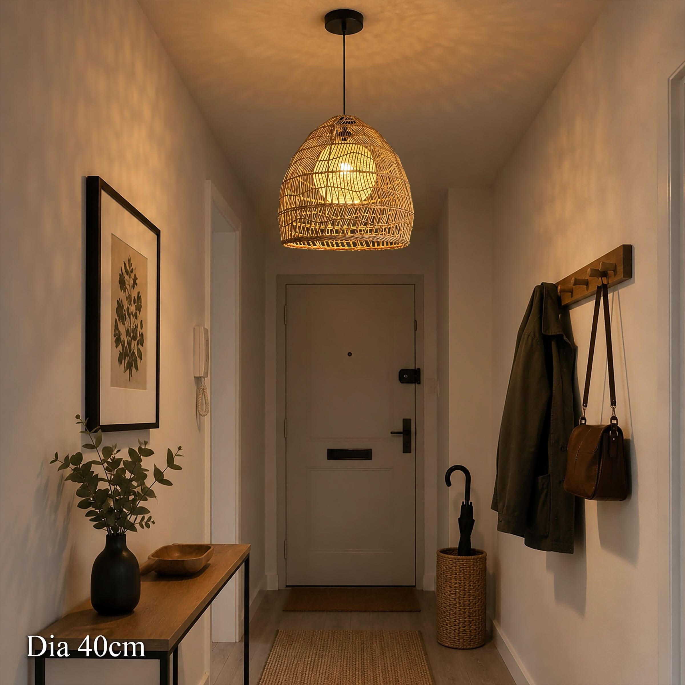 Cella-Lightsin Natural Rattan Pendant Light with Optional Woven Inner Sphere