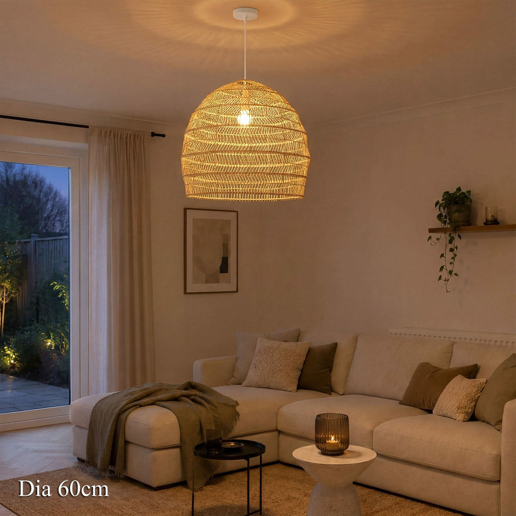 Cella-Lightsin Natural Rattan Pendant Light with Optional Woven Inner Sphere