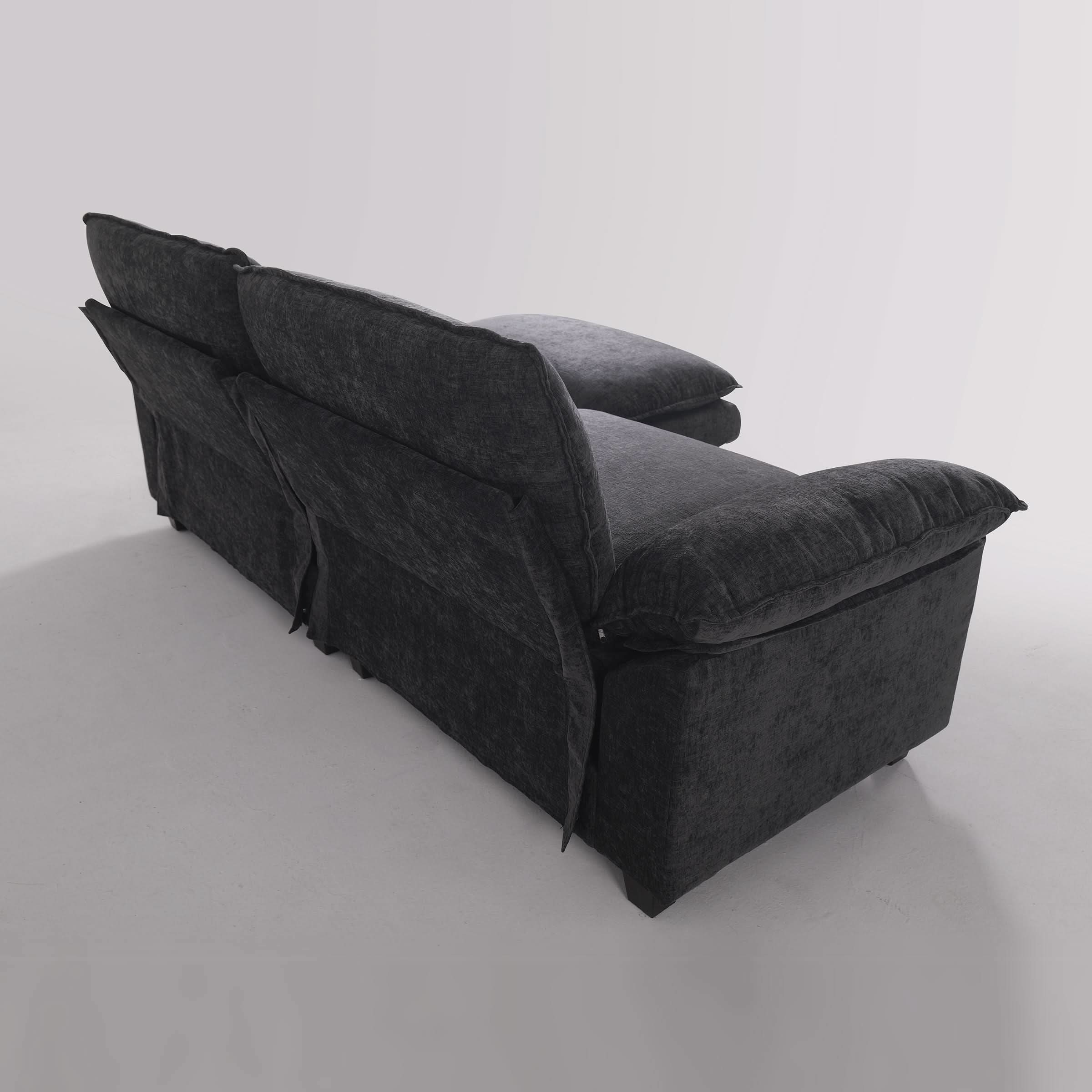 Modular Sofa Set with Chenille Upholstery and Wooden Frame