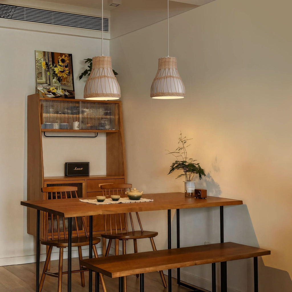 Lightsin Modern Rattan Pendant Light Available in Grey, Pink, and White