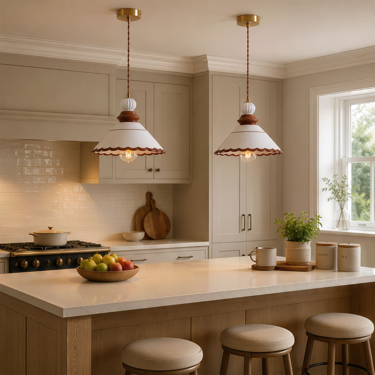 Brown Ceramic Lace Pendant Light | E27 Decorative Ceiling Lamp