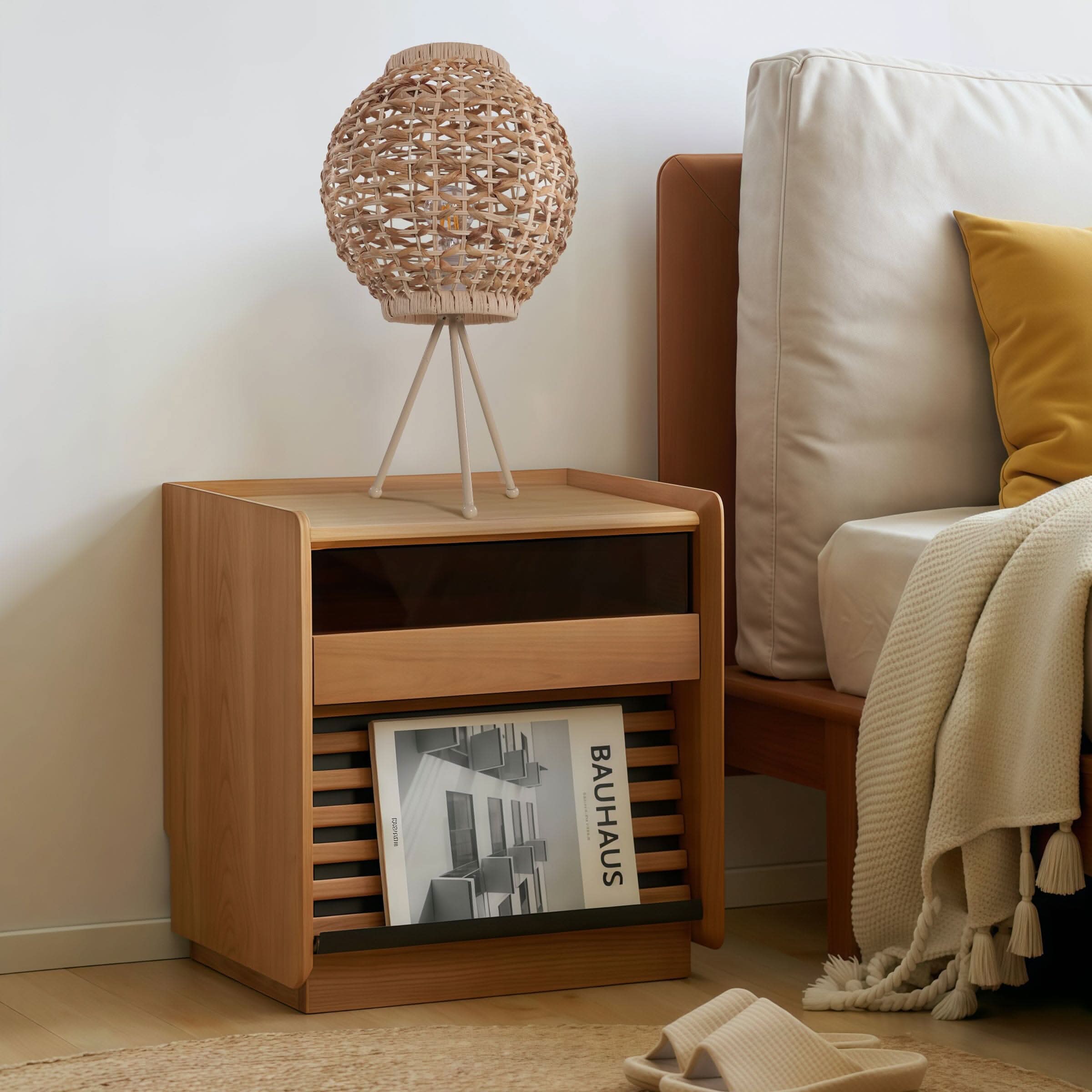 Lightsin Water Hyacinth Rattan Ball-Shaped Woven Table Lamp – Natural Handwoven Lighting for Cozy Spaces