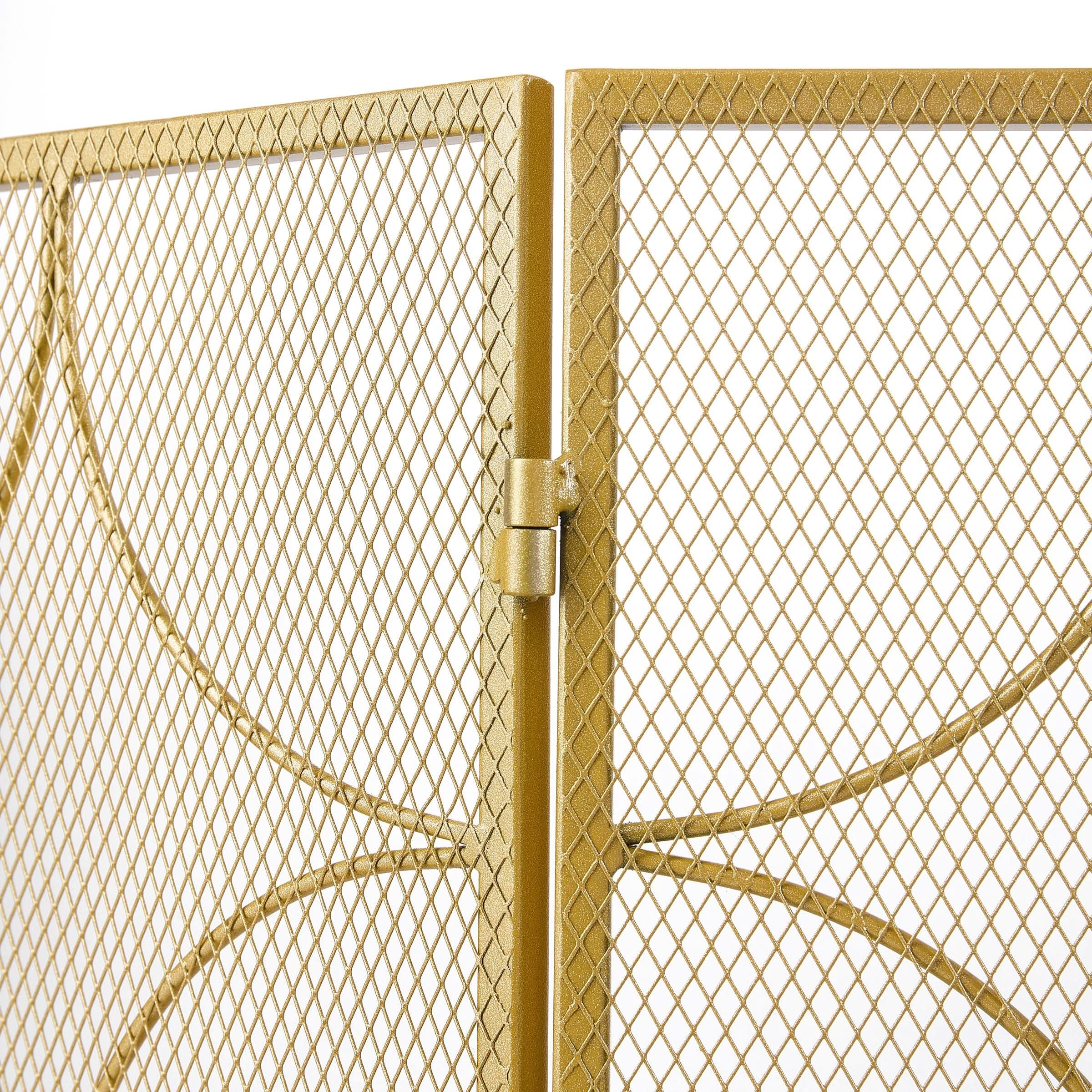 Smallbee Iron Fireplace Screen Gold Powder-Coated – 122x2.3x77.5cm