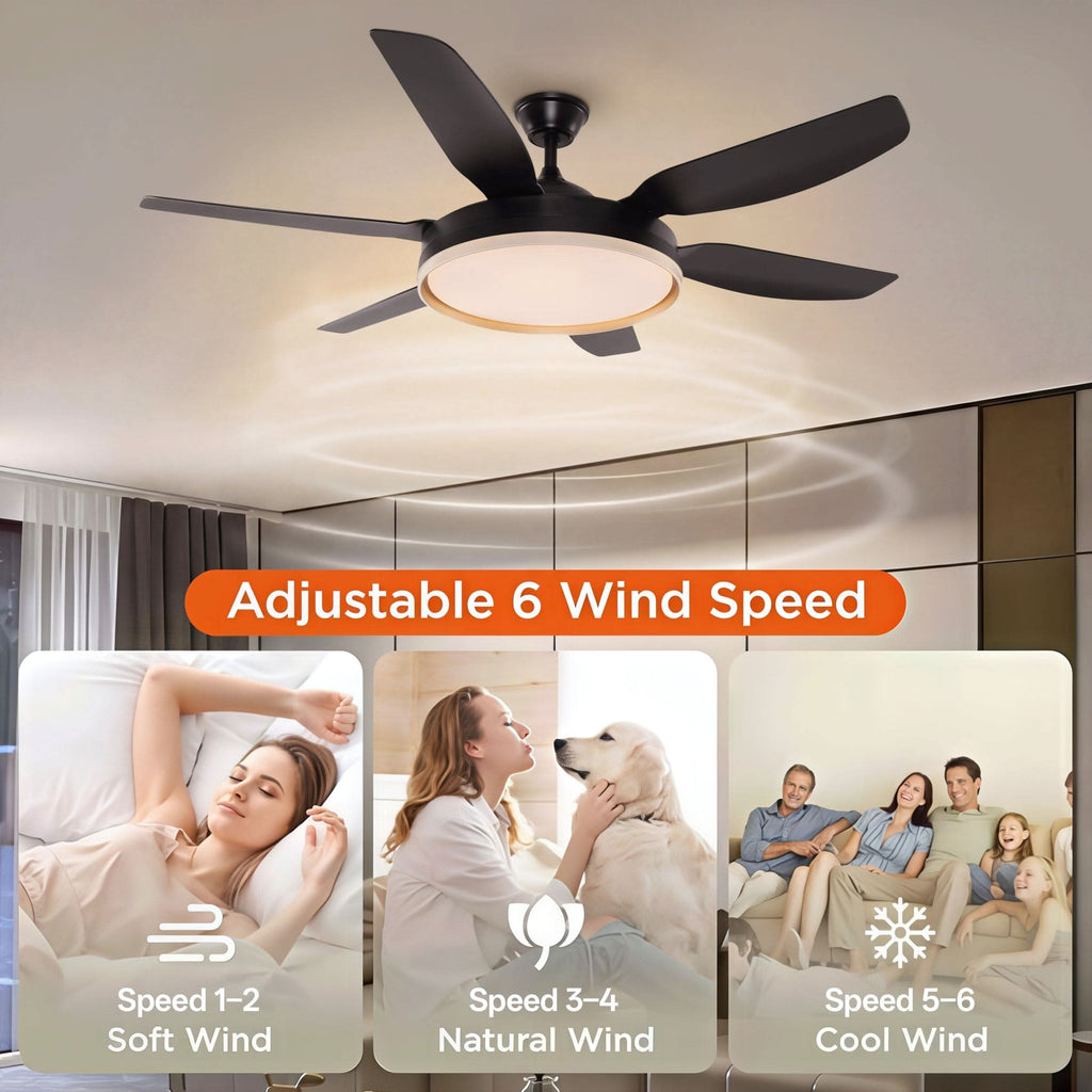 Lightsin Modern Black 57inch LED Ceiling Fan with Remote Control