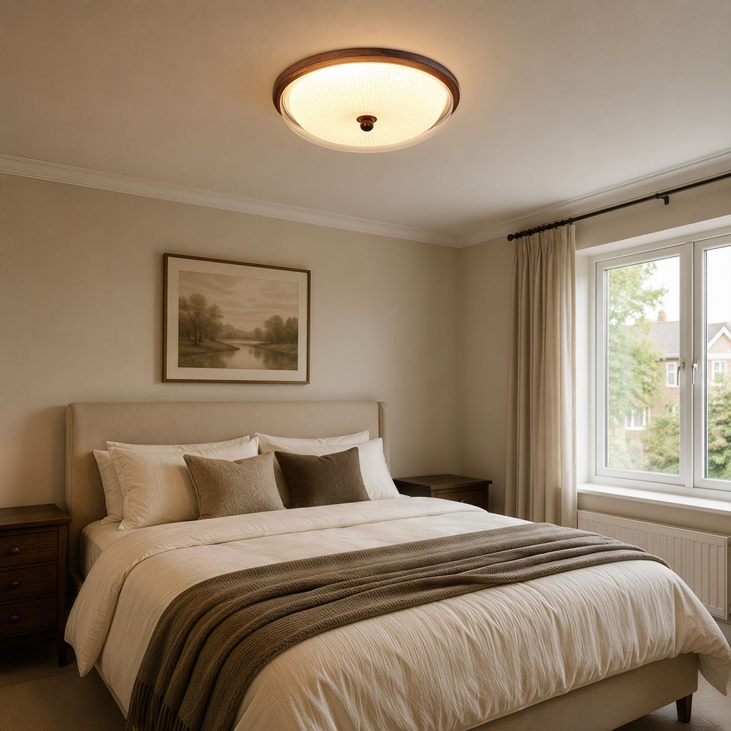Walnut Acrylic Shade Ceiling Light | Colour-Changing Flush Mount