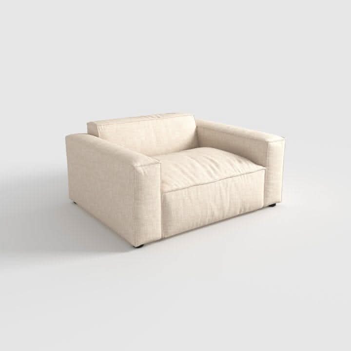 Cottonfy Elegant Linen Tofu Block Fabric Down Sofa