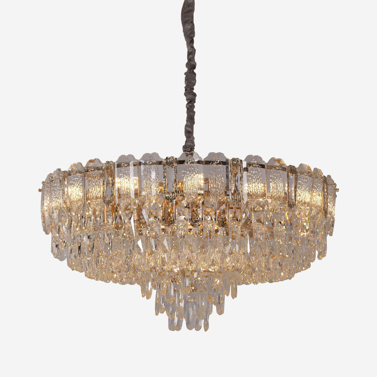 Lightsin Elegant Crystal-Accented Champagne Gold Crystal Chandelier Pendant Light