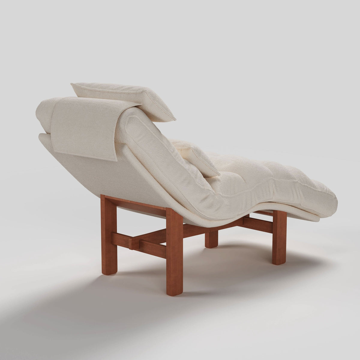 Cottonfy Modern Ergonomic Corduroy Chaise Lounge with Natural Wooden Frame