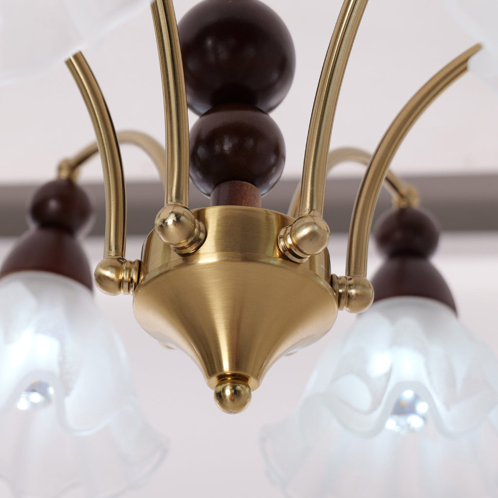 6-Light White Glass Chandelier | Adjustable E27 Ceiling Lamp