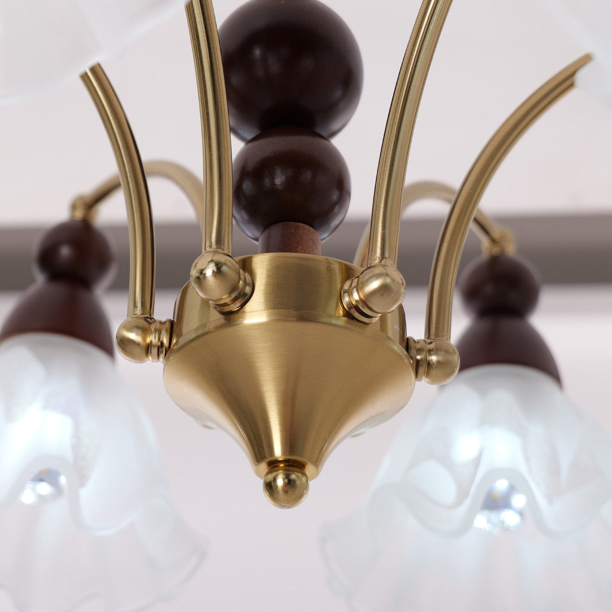 6-Light White Glass Chandelier | Adjustable E27 Ceiling Lamp