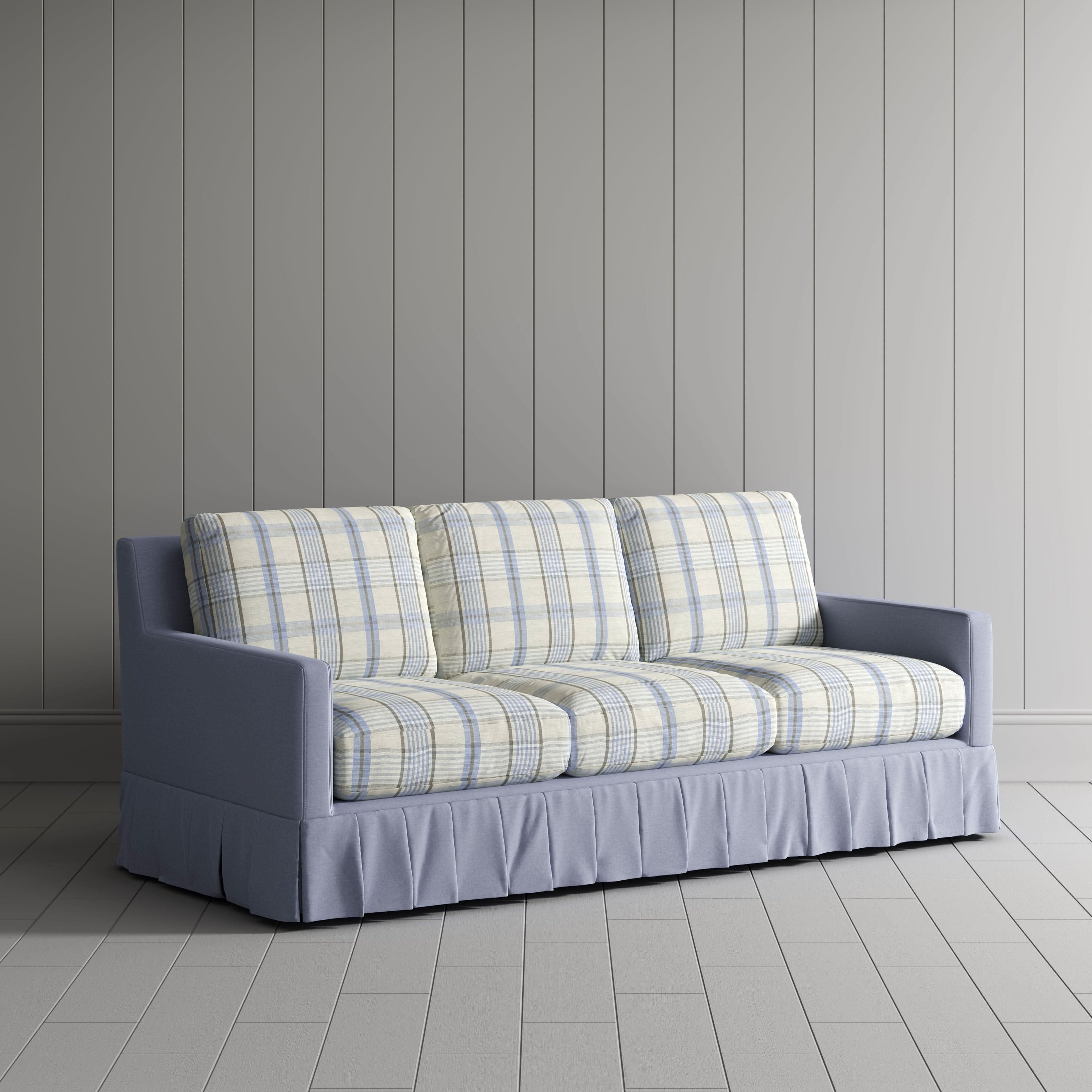 Cottonfy Country Check Sofa with Removable Skirted Covers