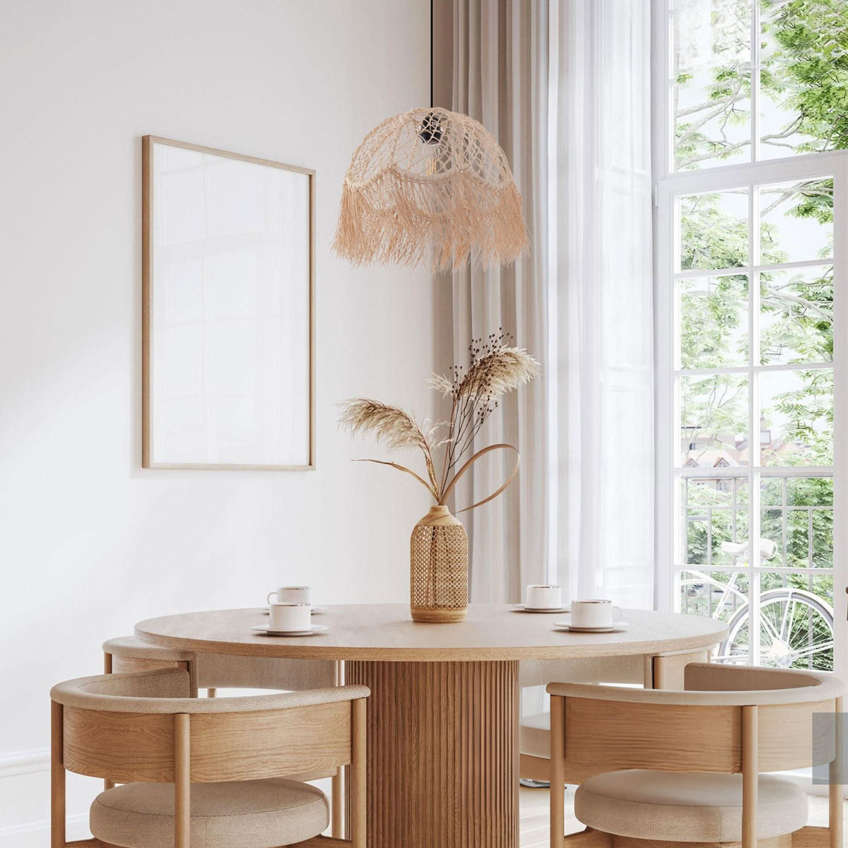 Lightsin Bohemian Woven Rattan Dome Pendant Light for Cozy Interiors