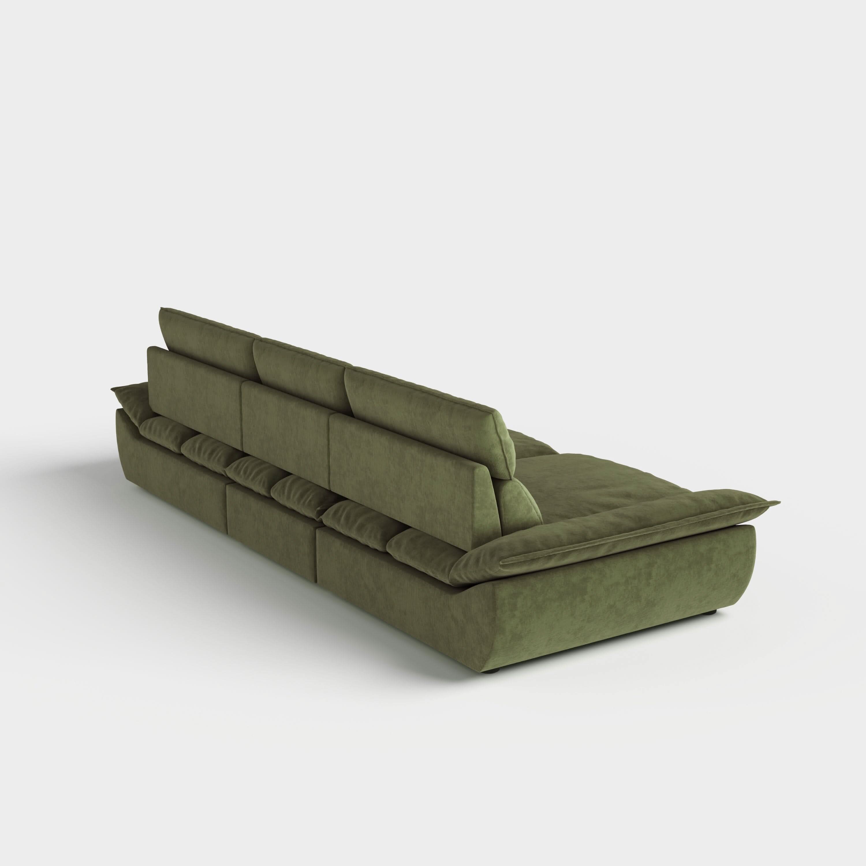 Cottonfy Adjustable Backrest Sailboat  Corduroy Sofa Green