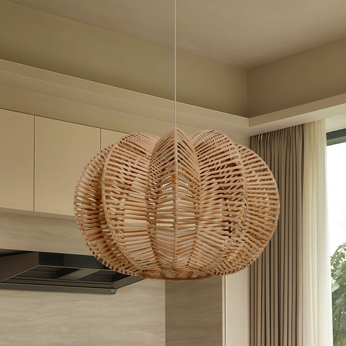 Lightsin Scandinavian Round Rattan Hanging Lamp