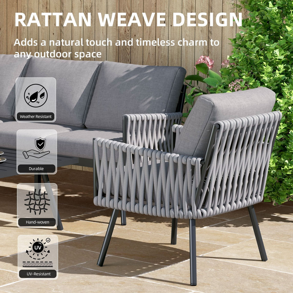 4 Piece Aluminium Outdoor Sofa Set with Glass Table Garden Furniture