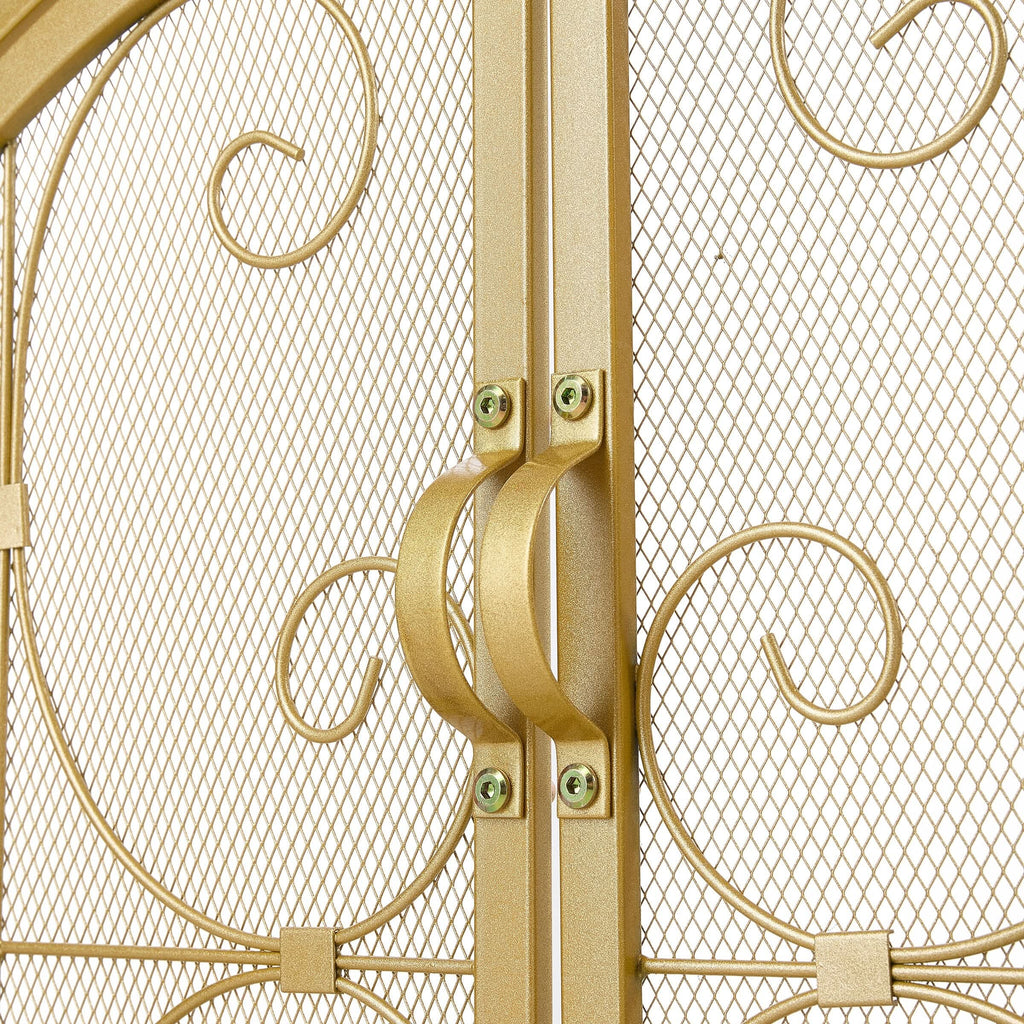 Smallbee Iron Fireplace Screen Gold Powder-Coated – 90x32x78.8cm