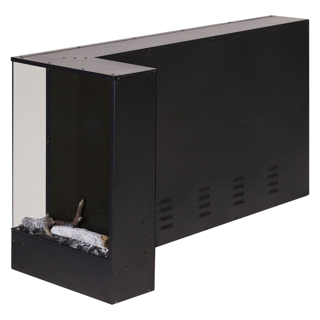 46/60inch L-Shaped Electric Fireplace – WiFi Control, LED Display, Resin Logs & Crystal Stones with Heating