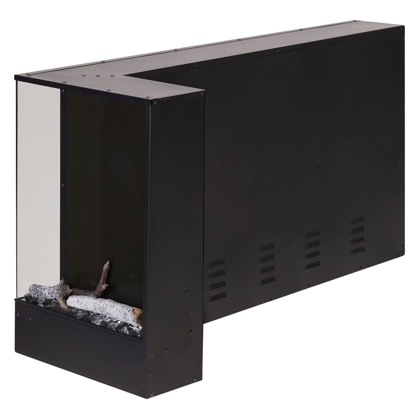 46/60inch L-Shaped Electric Fireplace – WiFi Control, LED Display, Resin Logs & Crystal Stones with Heating