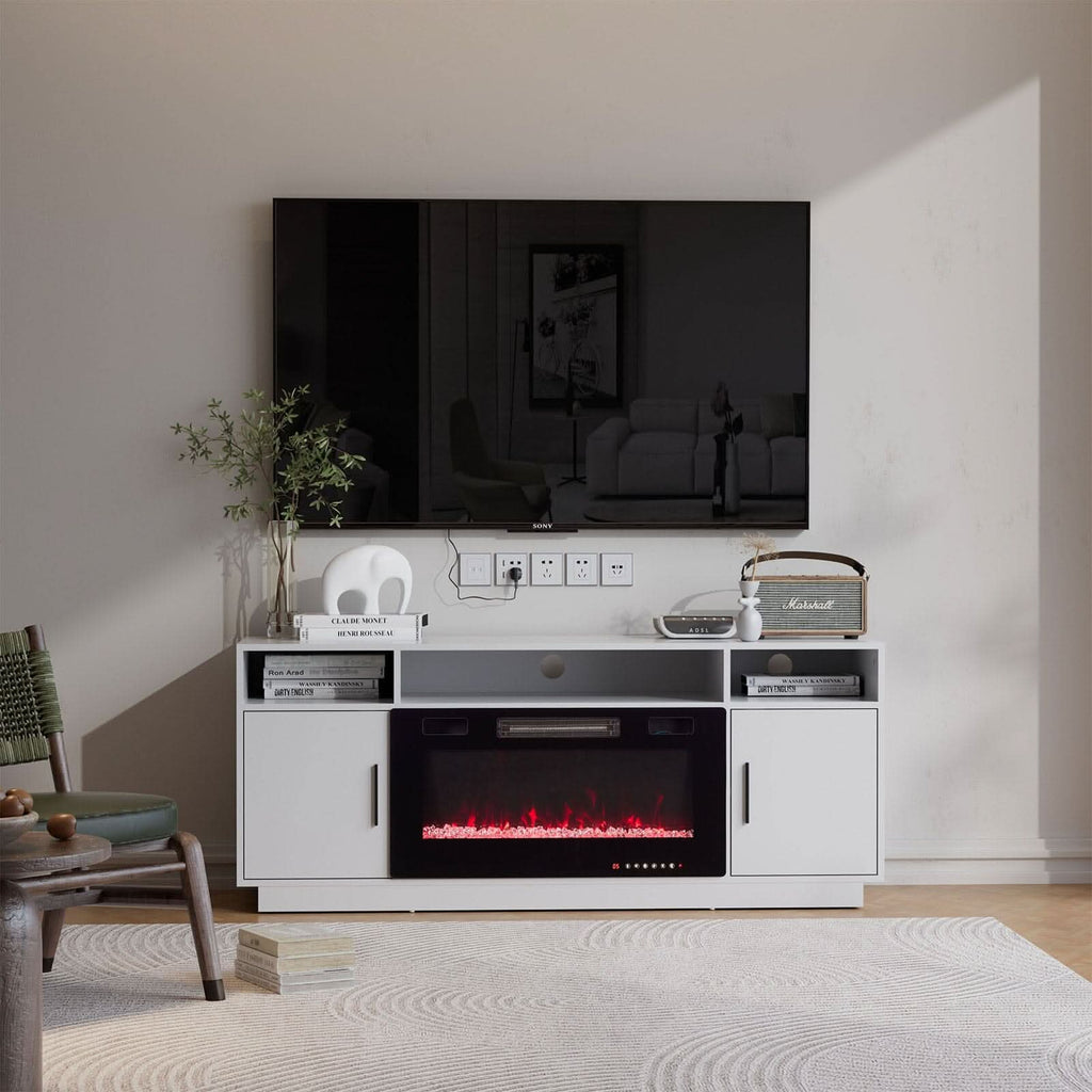 30Inch Electric Fireplace TV Stand | Large Media Cabinet with 24 Colour Options