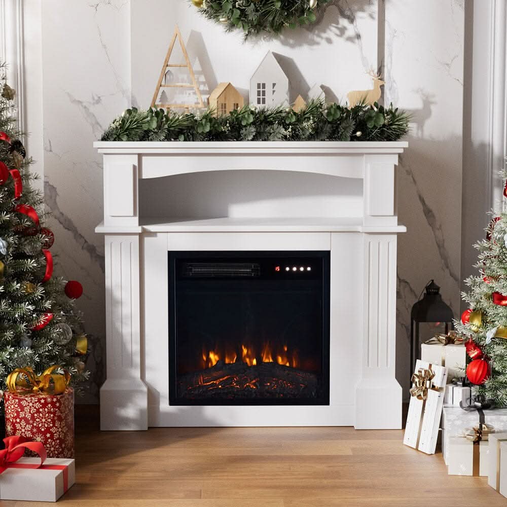 Wood Grain Fireplace Cabinet with 18inch Electric Fire | Touchscreen-enabled & remote-controlled