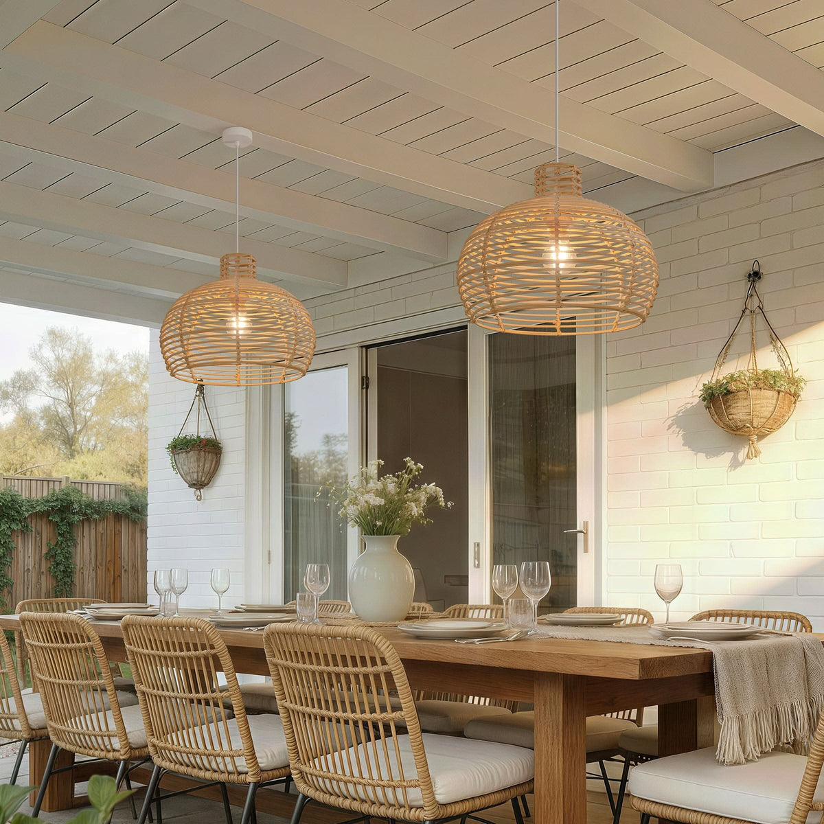 Lightsin Cella-Lightweight Open Weave Rattan Ceiling Light