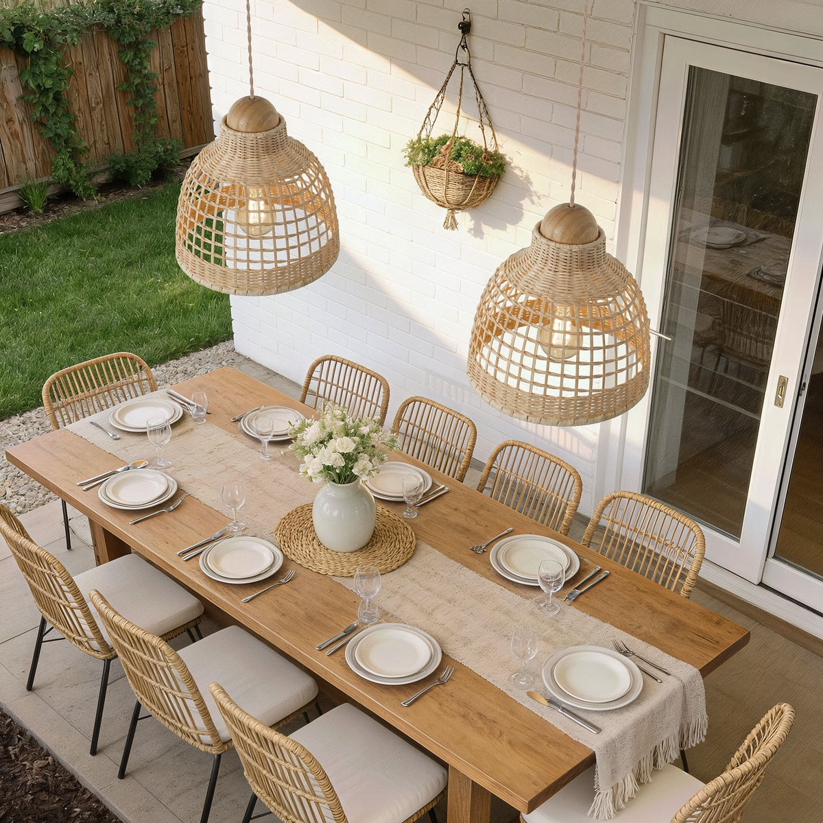 Lightsin Cella-Elegant Vintage Woven Rattan Minimalist Pendant Light