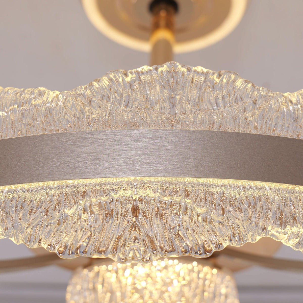 Lightsin Luxury Gold Frame LED Ceiling Fan Light with Retractable Blades