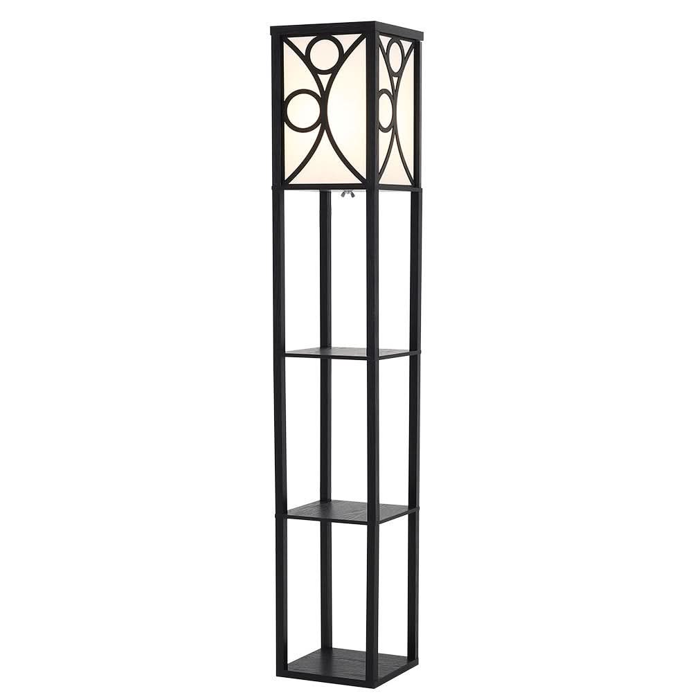 Modern Floor Lamp with 3 Wood Shelves