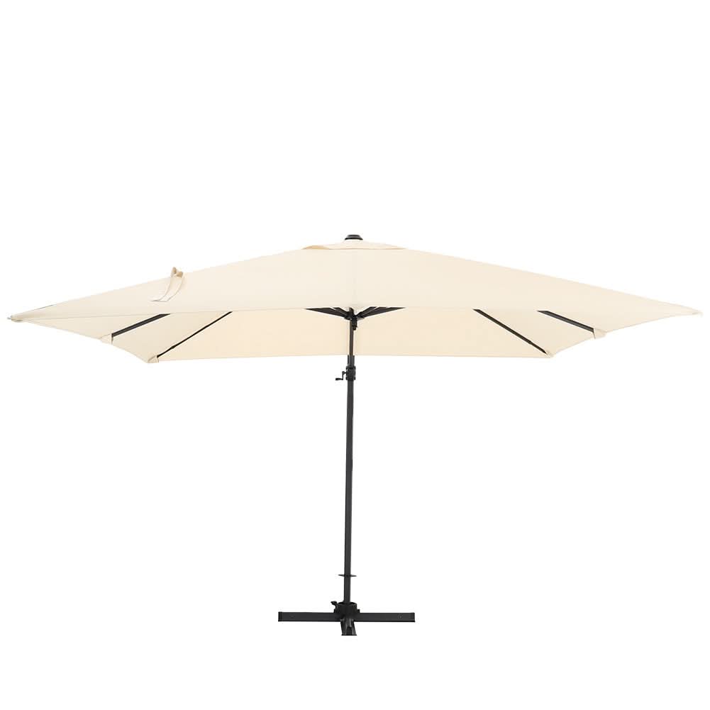 3 x 3M Square Cantilever Parasol Beige Outdoor Hanging Umbrella for Garden and Patio