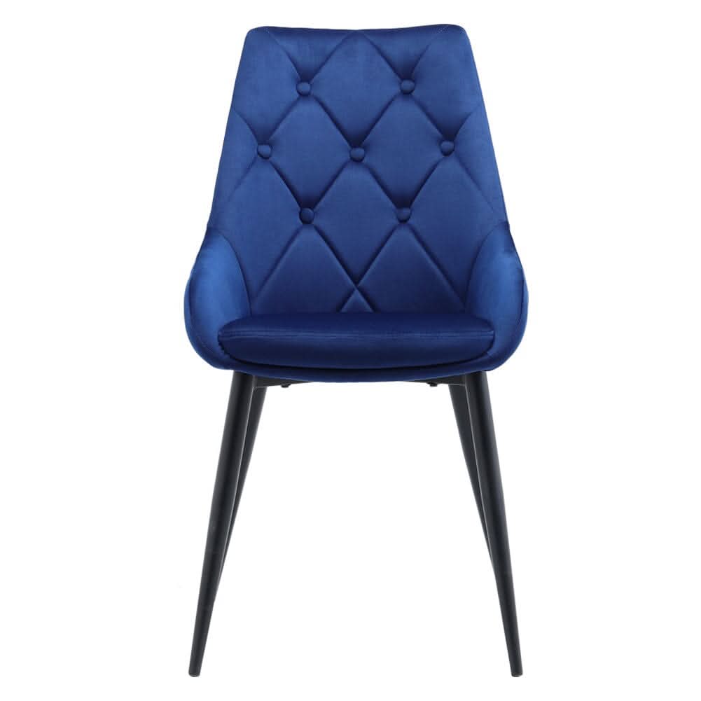 Set of 2 Dining Chair with Velvet Upholstery Green/Blue/Grey