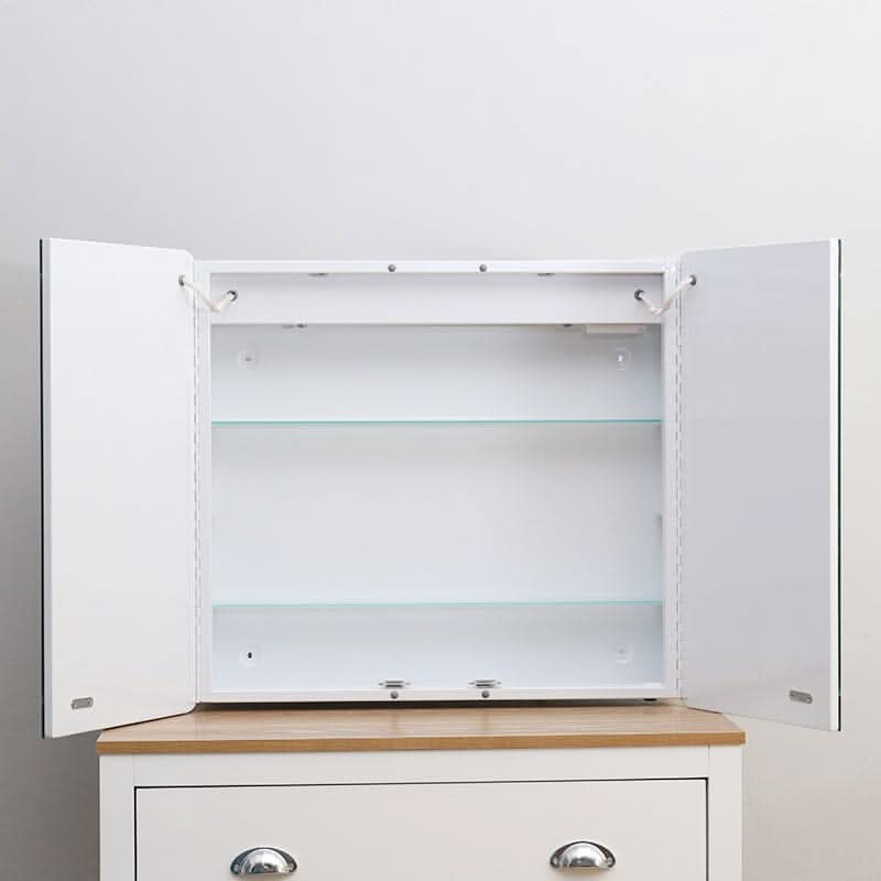 60cm H Double Door Anti-Fog Mirror Cabinet with Bluetooth and LED Light