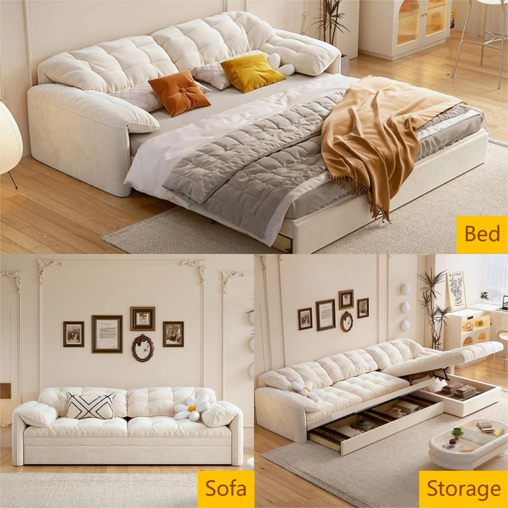 Cottonfy Cloud Elephant Ears Folding Corner Sofa Bed with Storage