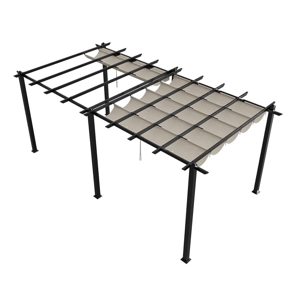 3x3m/3x4m/3x6m/4x4m All-Aluminum Flat Top Tarp Tent -Off-White/Light Grey