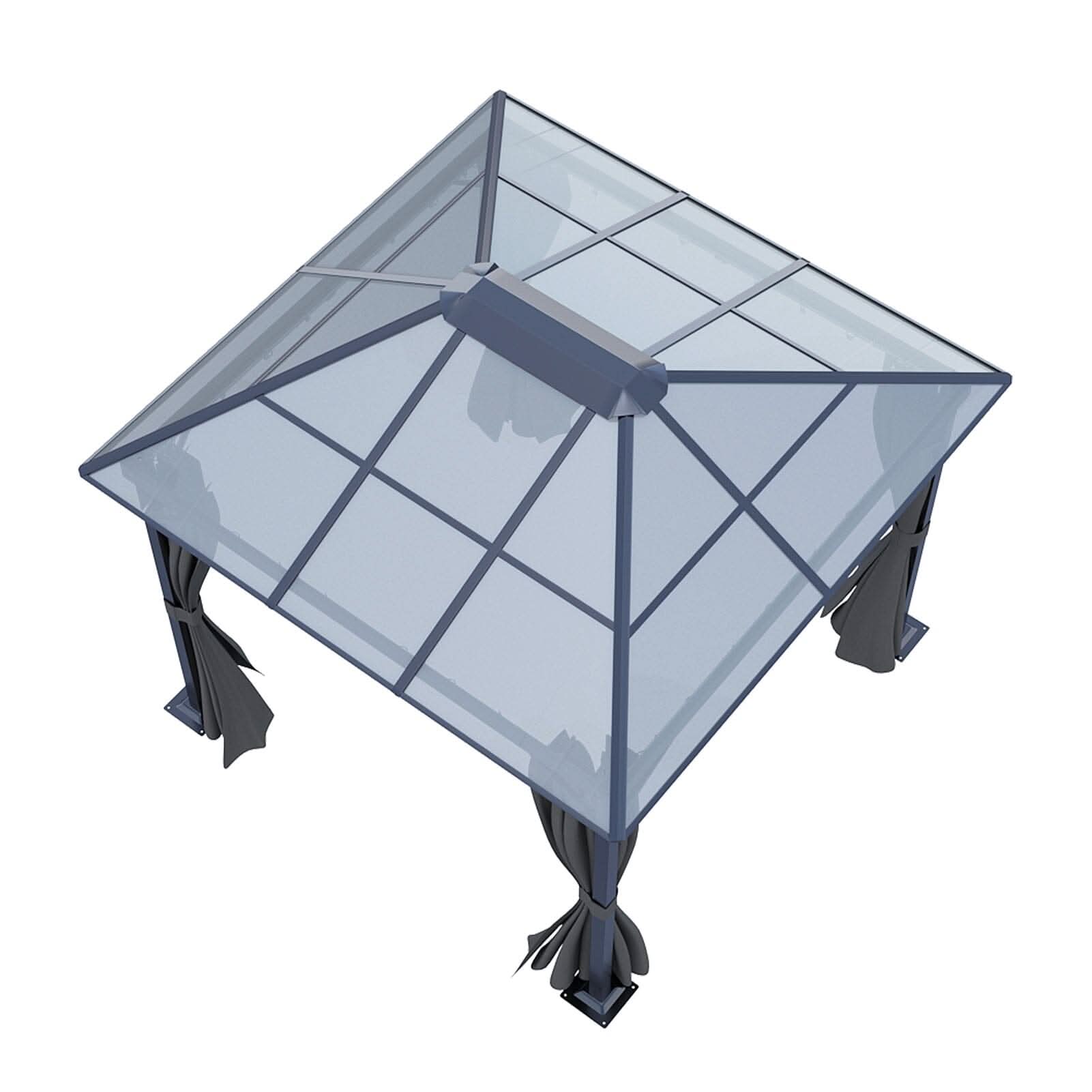 3*3*2.6m Dark Grey Single-roof Sunshade Canopy with Surrounding Fabric