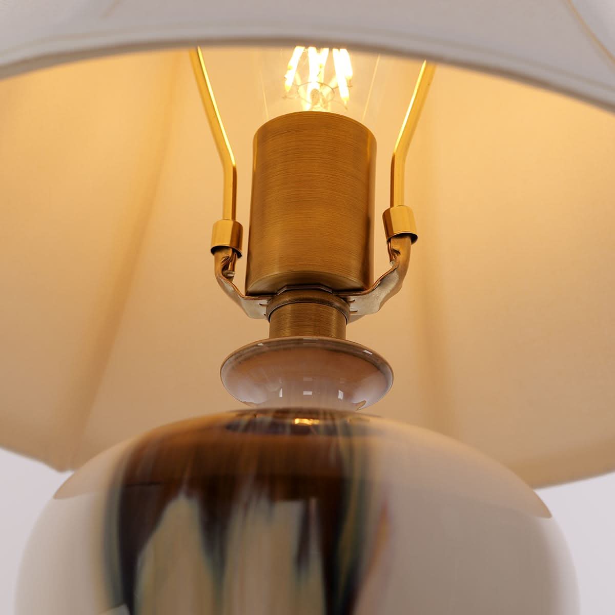 Lightsin Hand-Glazed ‘Earth & Gold’ Ceramic Table Lamp - A Unique Artisan Masterpiece