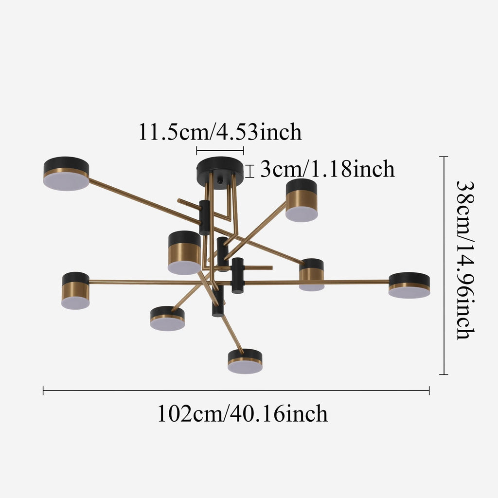 Lightsin Modern Black & Gold Metal Ceiling Light with LED Bulbs