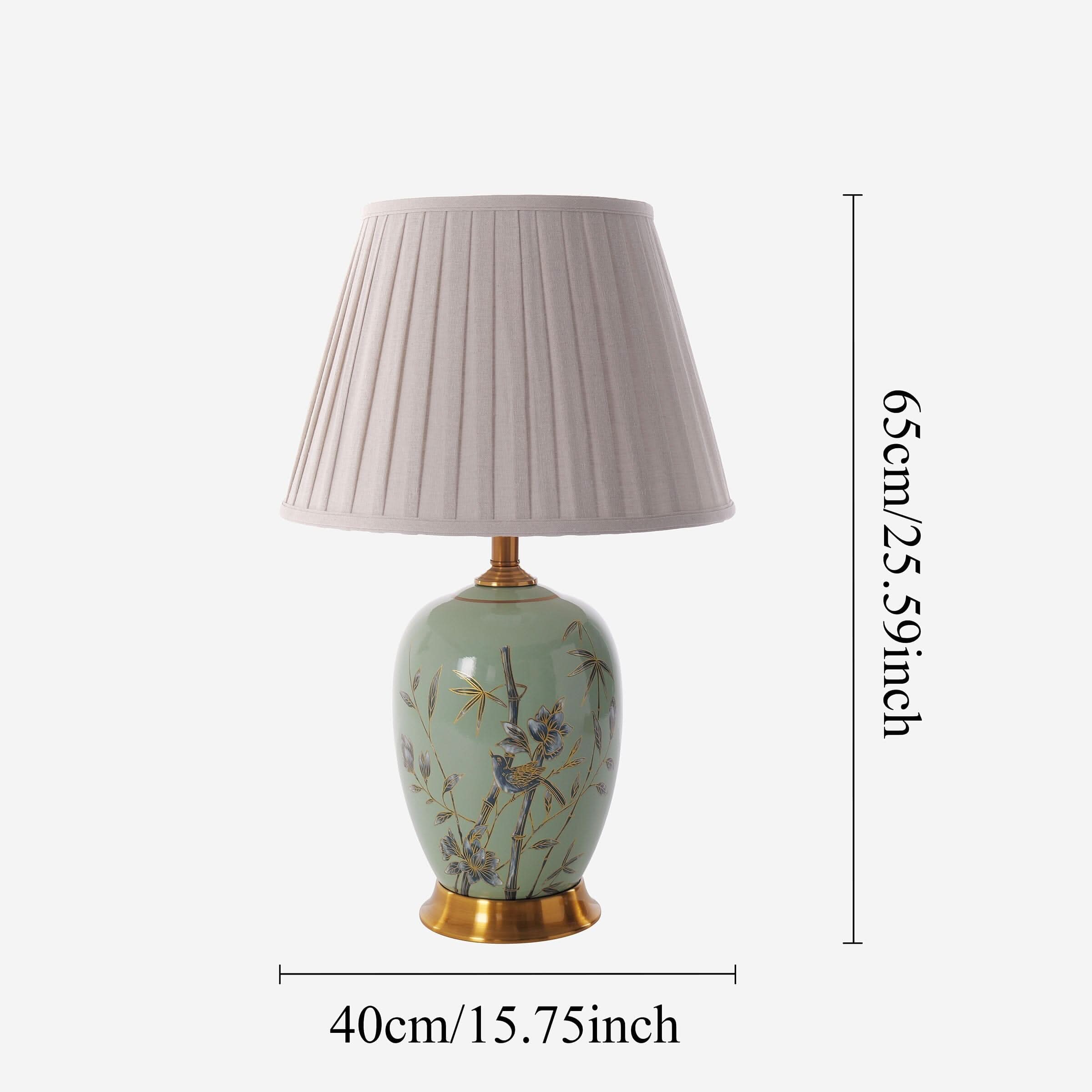 Lightsin Green Bamboo & Bird Ceramic Table Lamp with Seamless Dimming