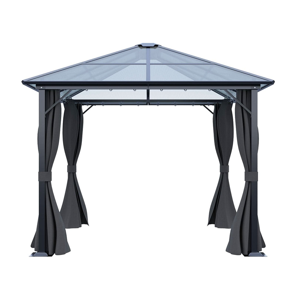 3*3*2.6m Dark Grey Single-roof Sunshade Canopy with Surrounding Fabric