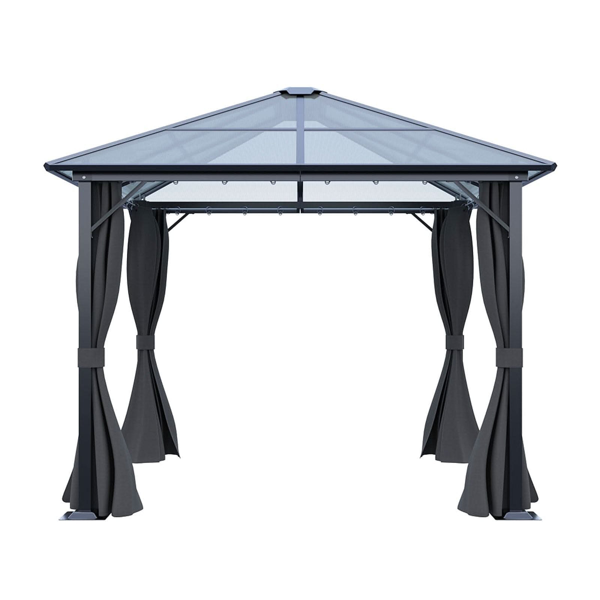 3*3*2.6m Dark Grey Single-roof Sunshade Canopy with Surrounding Fabric