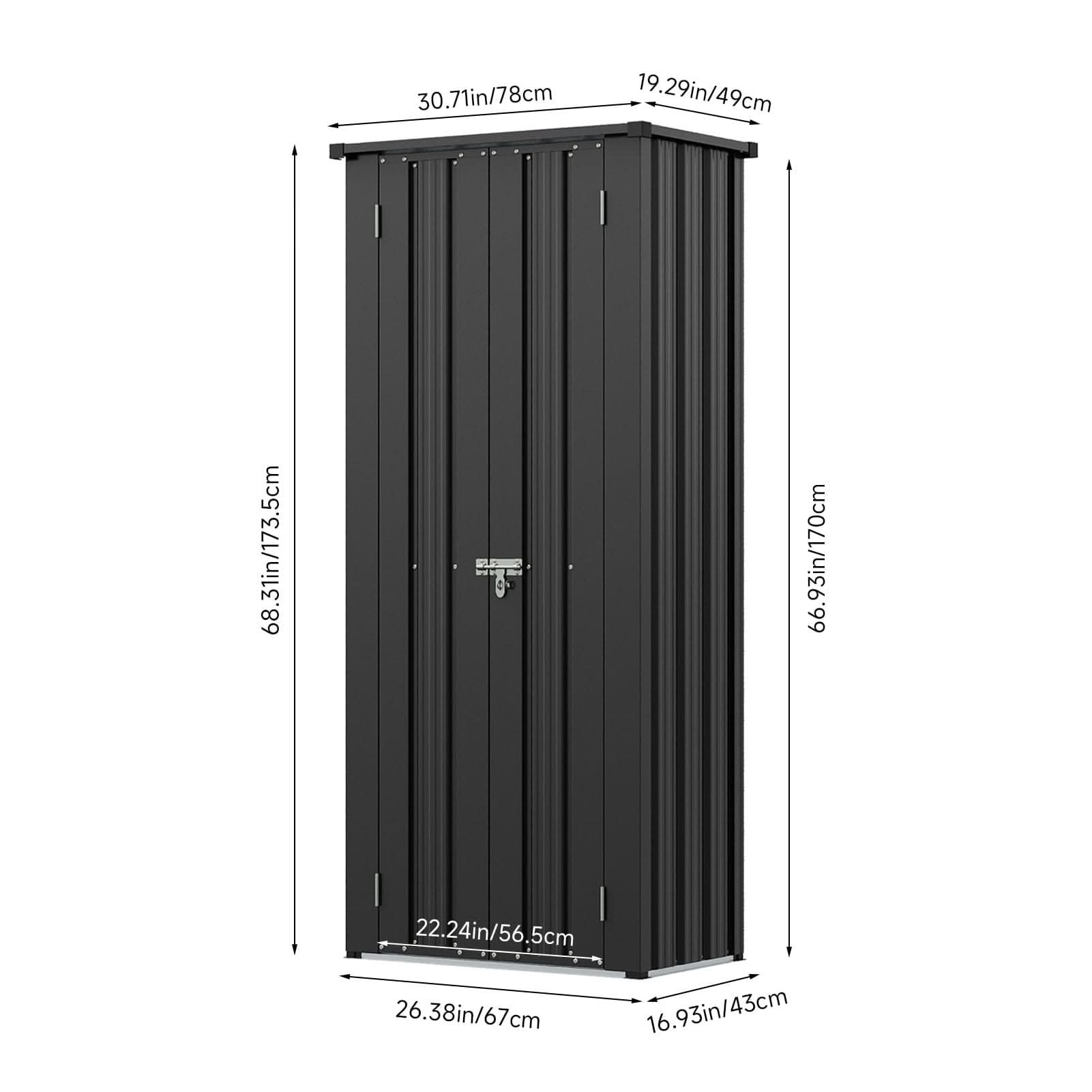1.5*2.5ft Flat Roof Charcoal Black Tool Cabinet