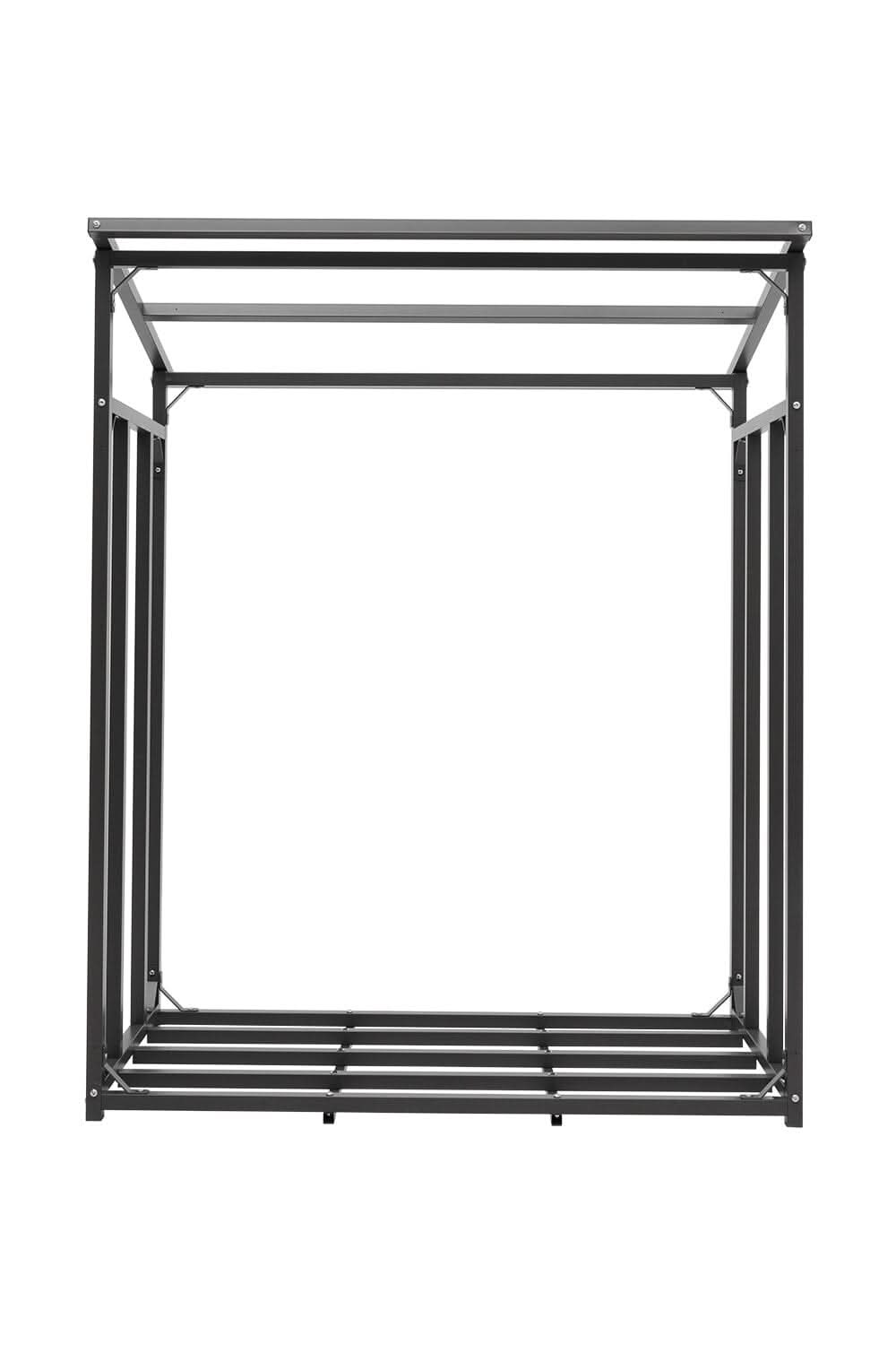 Garden Metal Tube Firewood Rack with PE Cover Roof